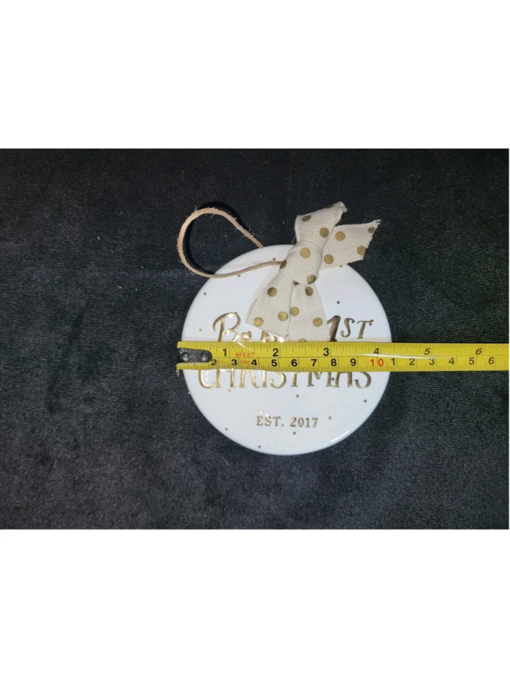 Mud Pie Baby's 1st Christmas Ornament Est 2017 Ceramic Gold Lettering w Box